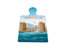 Sous-plat planche céramique souvenir La Rochelle avec les tours du Vieux-Port