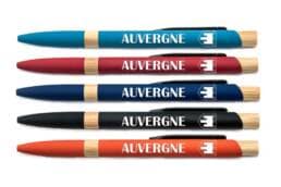 Stylo bambou souvenir Auvergne personnalisé avec blason auvergnat