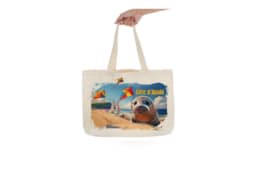 Tote bag souvenir Côte d'Opale illustré d'un phoque sur la plage