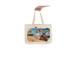 Tote bag souvenir Côte d'Opale illustré d'un phoque sur la plage