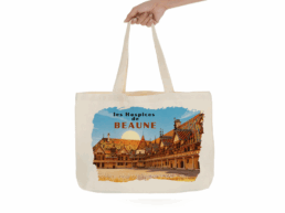Tote bag souvenir Hospices de Beaune avec illustration des célèbres toitures