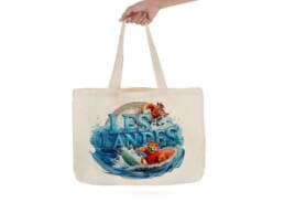 Tote bag souvenir Landes avec écureuil surfeur et vagues