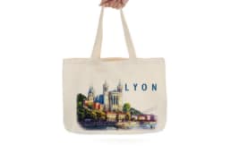 Tote bag souvenir Lyon illustré de la basilique Notre-Dame de Fourvière