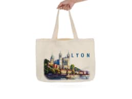 Tote bag souvenir Lyon illustré de la basilique Notre-Dame de Fourvière