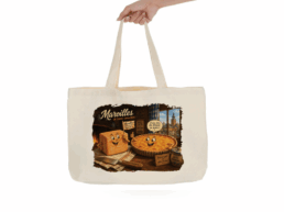 Tote bag souvenir Maroilles avec illustration humoristique du fromage Maroilles