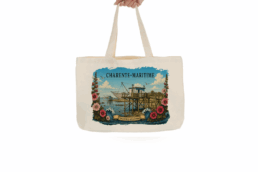Tote bag souvenir Royan avec carrelet charentais