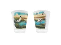 Verre à liqueur souvenir Baie de Somme avec illustration d'avocettes
