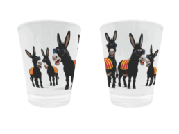 Verre à liqueur souvenir Catalogne avec ânes portant la senyera