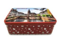 Boîte à sucre souvenir Strasbourg illustrée de la cathédrale Notre-Dame et des maisons alsaciennes