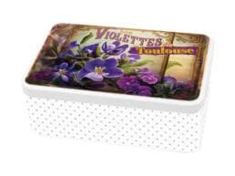 Boîte à sucre souvenir décorée de violettes de Toulouse