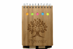 Calepin bambou souvenir Provence avec gravure d'un olivier