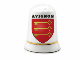 Dé à coudre céramique souvenir Avignon avec le blason officiel