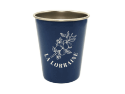 Gobelet métal souvenir Mirabelles Lorraine décoré de mirabelles