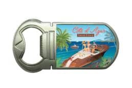 Magnet ouvre-bouteille souvenir Côte d'Azur illustré d'une scène de la French Riviera