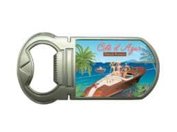 Magnet ouvre-bouteille souvenir Côte d'Azur illustré d'une scène de la French Riviera