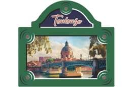 Magnet plaque de rue souvenir Toulouse représentant le Pont Saint-Pierre