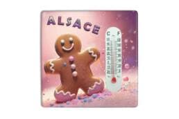 Magnet thermomètre souvenir Alsace avec Mannele traditionnel