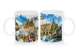 Mug standard souvenir Metz illustré de la cathédrale et des monuments de Metz