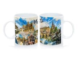 Mug standard souvenir Metz illustré de la cathédrale et des monuments de Metz