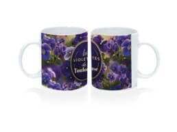 Mug standard souvenir Toulouse décoré de violettes