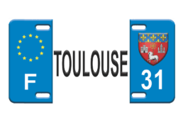 Plaque d'immatriculation métal souvenir Toulouse avec armoiries