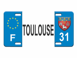 Plaque d'immatriculation métal souvenir Toulouse avec armoiries