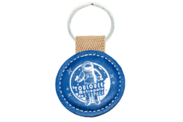 Porte-clés rond simili cuir souvenir Toulouse avec astronaute