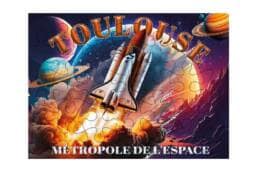 Puzzle 100 pièces souvenir Toulouse illustré d'une navette spatiale