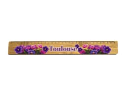 Règle en bois souvenir Toulouse décorée de violettes