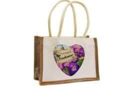 Sac en jute souvenir Toulouse décoré de violettes