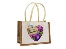 Sac en jute souvenir Toulouse décoré de violettes