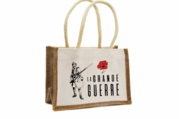Sac en jute souvenir Grande Guerre avec soldat et coquelicot