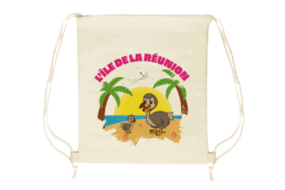 Sac pochon souvenir Île de La Réunion avec illustration humoristique du dodo
