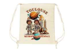 Sac pochon souvenir Toulouse illustré sur le thème de l'espace