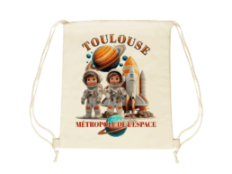 Sac pochon souvenir Toulouse illustré sur le thème de l'espace