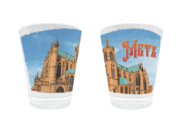 Verre à liqueur souvenir Metz décoré de la cathédrale Saint-Étienne