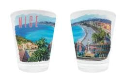 Verre à liqueur souvenir Nice illustré de la Promenade des Anglais
