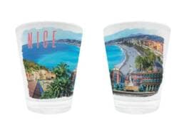 Verre à liqueur souvenir Nice illustré de la Promenade des Anglais
